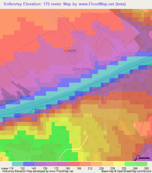 Volkovtsy,Ukraine Elevation Map