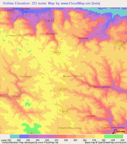 Volitsa,Ukraine Elevation Map