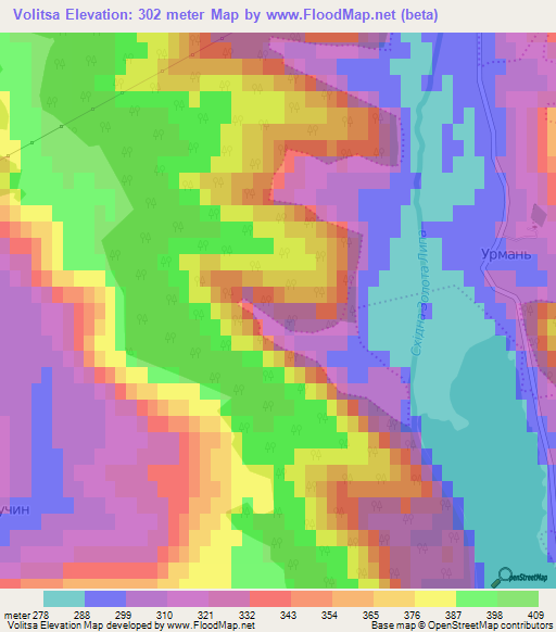 Volitsa,Ukraine Elevation Map