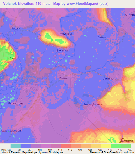 Volchok,Ukraine Elevation Map