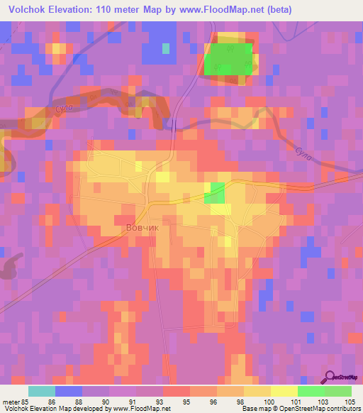 Volchok,Ukraine Elevation Map