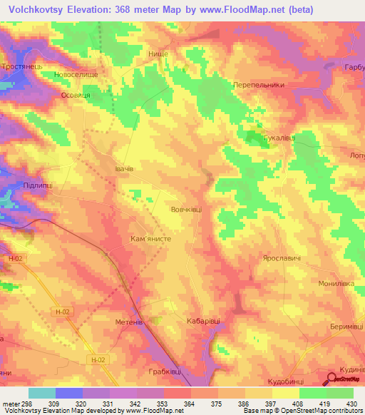Volchkovtsy,Ukraine Elevation Map