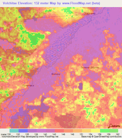 Volchitse,Ukraine Elevation Map
