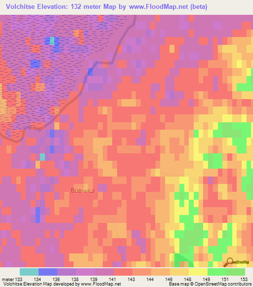 Volchitse,Ukraine Elevation Map