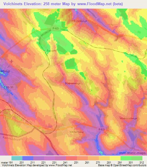 Volchinets,Ukraine Elevation Map