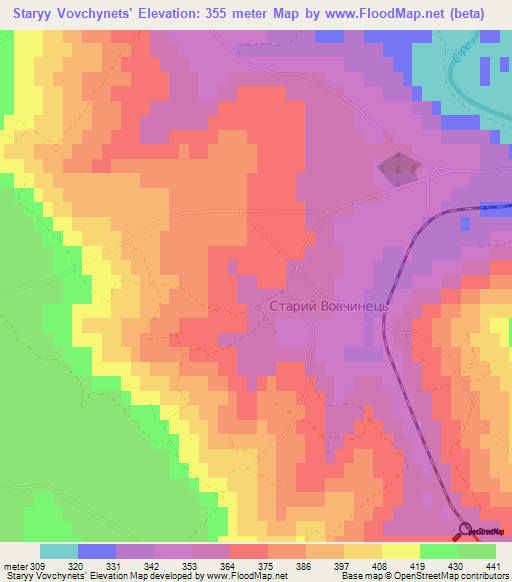 Staryy Vovchynets',Ukraine Elevation Map