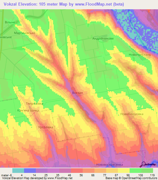 Vokzal,Ukraine Elevation Map