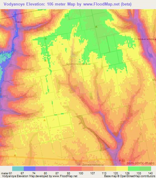 Vodyanoye,Ukraine Elevation Map