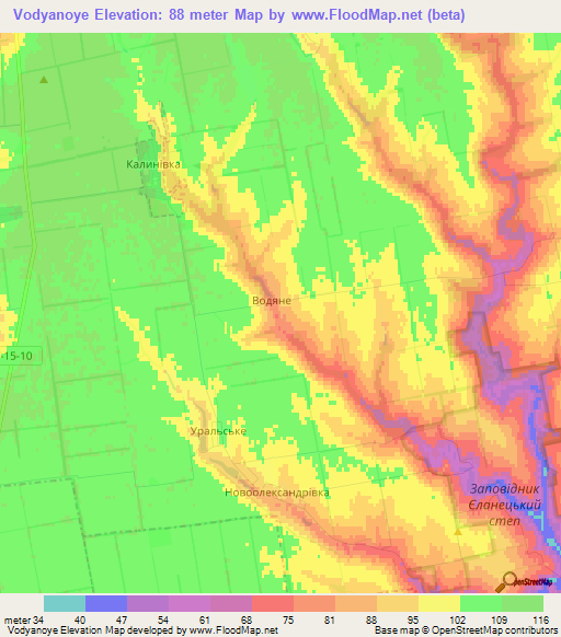 Vodyanoye,Ukraine Elevation Map