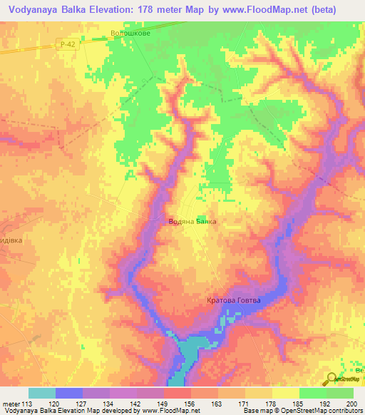 Vodyanaya Balka,Ukraine Elevation Map