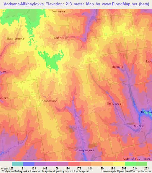 Vodyana-Mikhaylovka,Ukraine Elevation Map