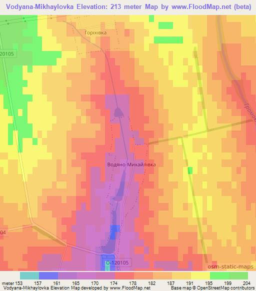 Vodyana-Mikhaylovka,Ukraine Elevation Map