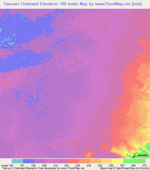 Tamourt Chekrateil,Mauritania Elevation Map