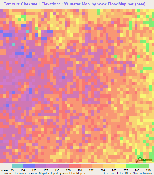 Tamourt Chekrateil,Mauritania Elevation Map