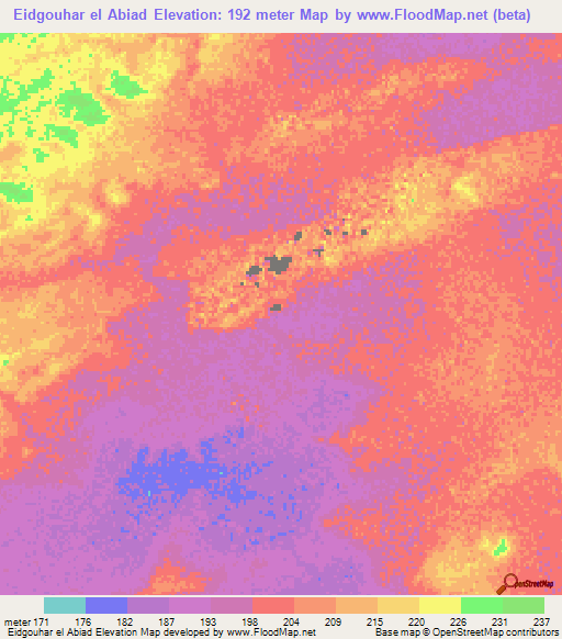 Eidgouhar el Abiad,Mauritania Elevation Map