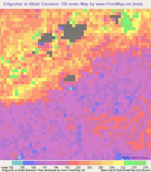 Eidgouhar el Abiad,Mauritania Elevation Map