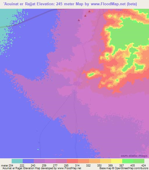 'Aouinat er Rajjat,Mauritania Elevation Map