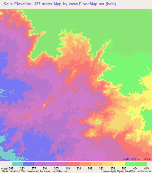 Saile,Mauritania Elevation Map