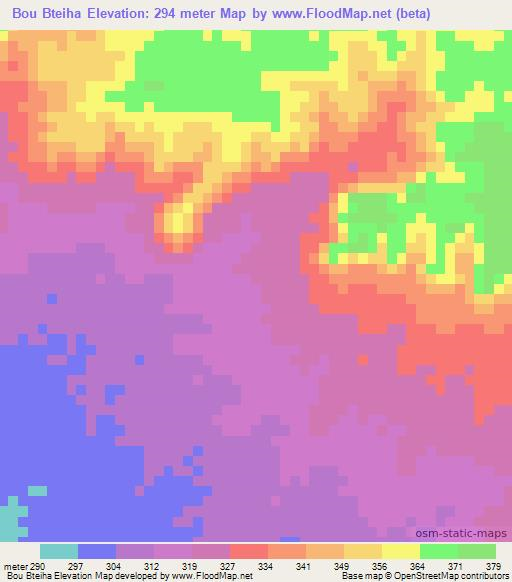 Bou Bteiha,Mauritania Elevation Map