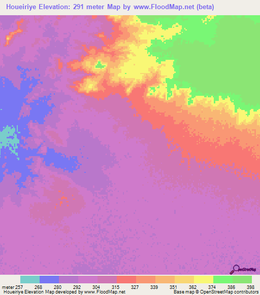 Houeiriye,Mauritania Elevation Map