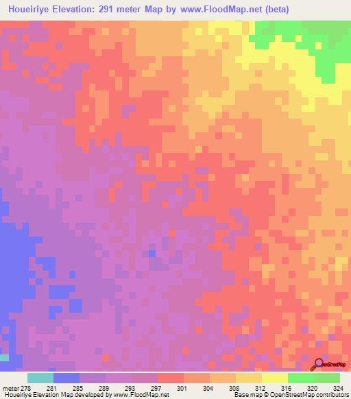 Houeiriye,Mauritania Elevation Map