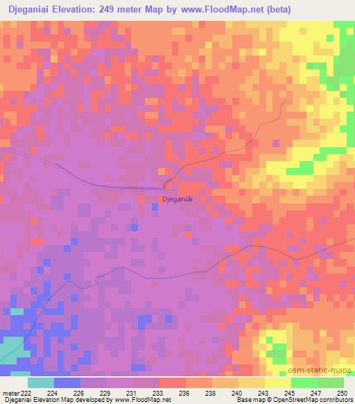 Djeganiai,Mauritania Elevation Map