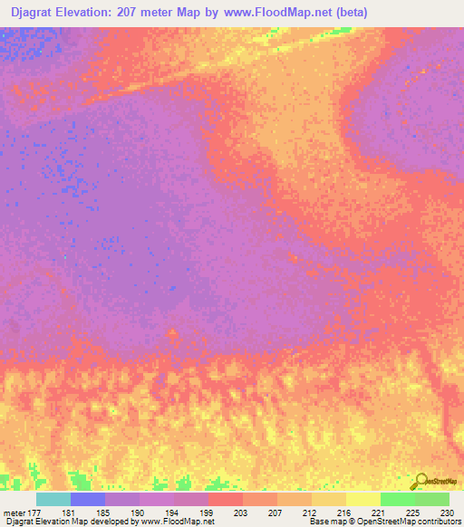 Djagrat,Mauritania Elevation Map