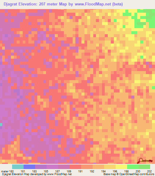 Djagrat,Mauritania Elevation Map
