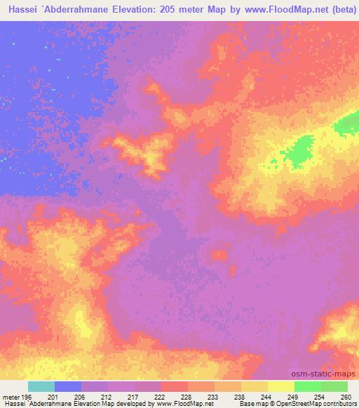 Hassei `Abderrahmane,Mauritania Elevation Map