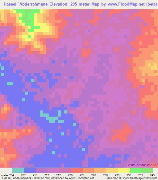 Hassei `Abderrahmane,Mauritania Elevation Map