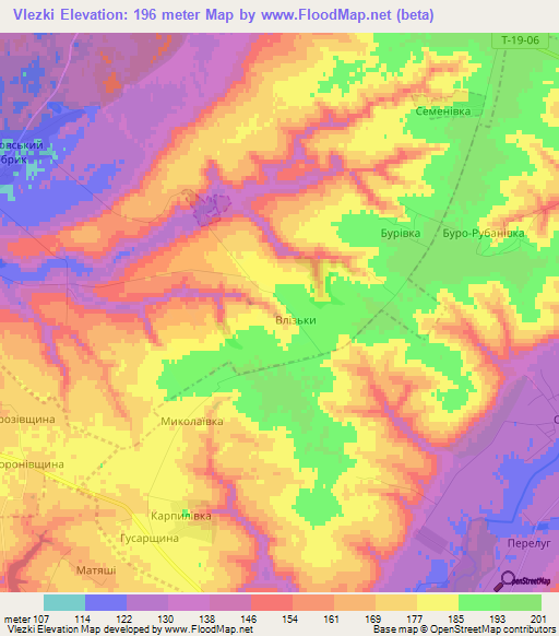 Vlezki,Ukraine Elevation Map