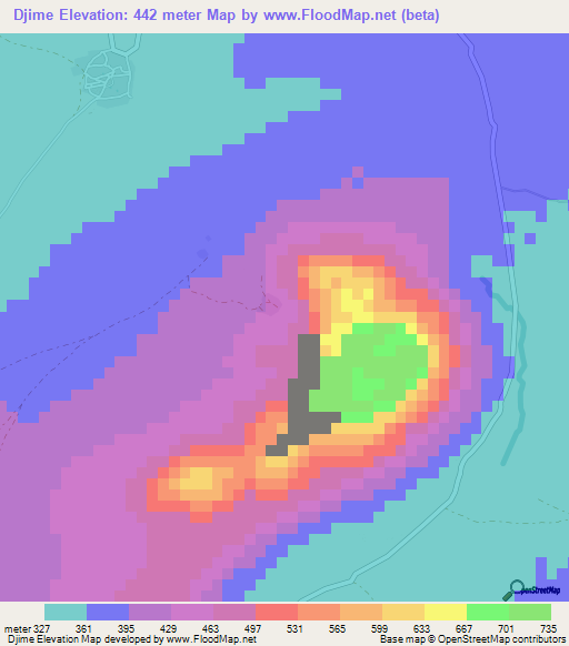 Djime,Mali Elevation Map