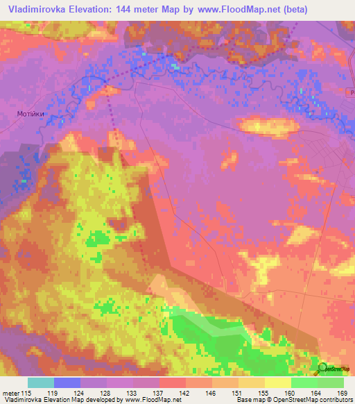Vladimirovka,Ukraine Elevation Map