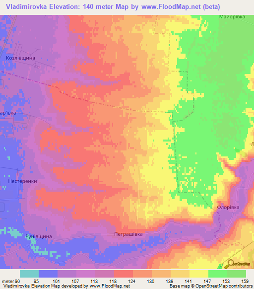 Vladimirovka,Ukraine Elevation Map