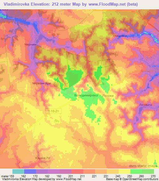 Vladimirovka,Ukraine Elevation Map