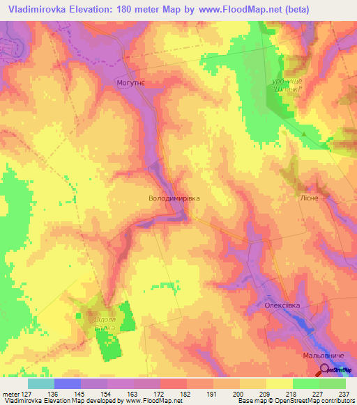 Vladimirovka,Ukraine Elevation Map