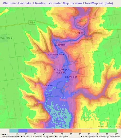 Vladimiro-Pavlovka,Ukraine Elevation Map