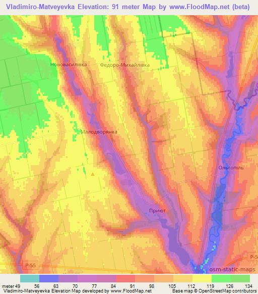 Vladimiro-Matveyevka,Ukraine Elevation Map