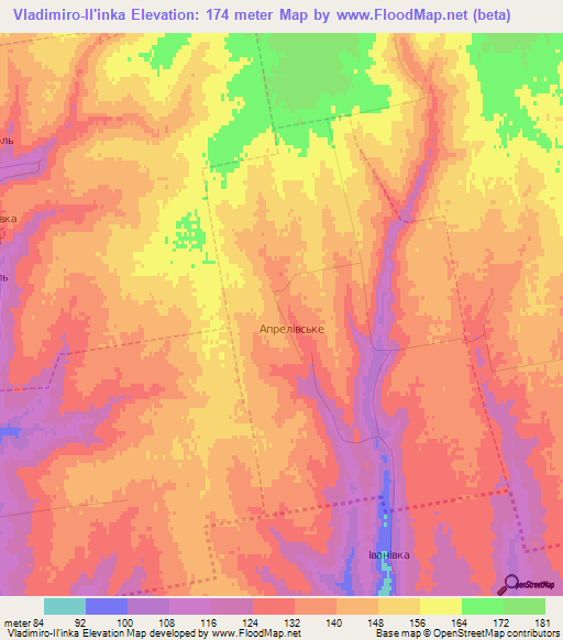 Vladimiro-Il'inka,Ukraine Elevation Map