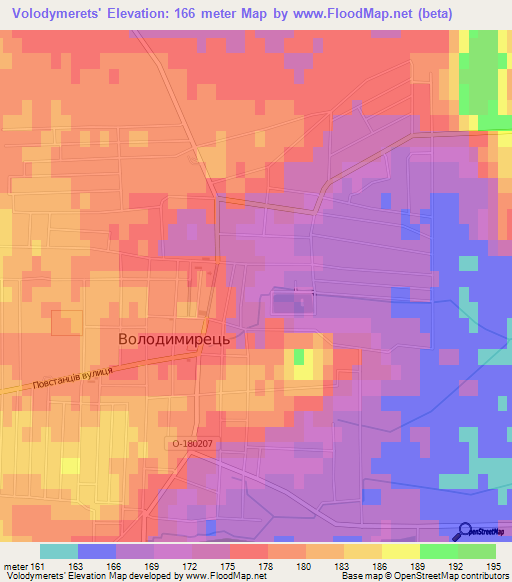 Volodymerets',Ukraine Elevation Map