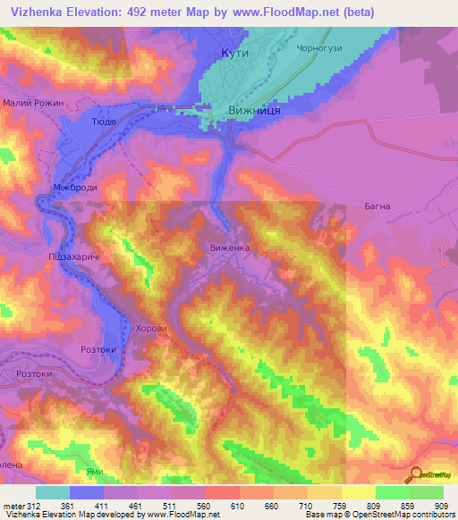 Vizhenka,Ukraine Elevation Map