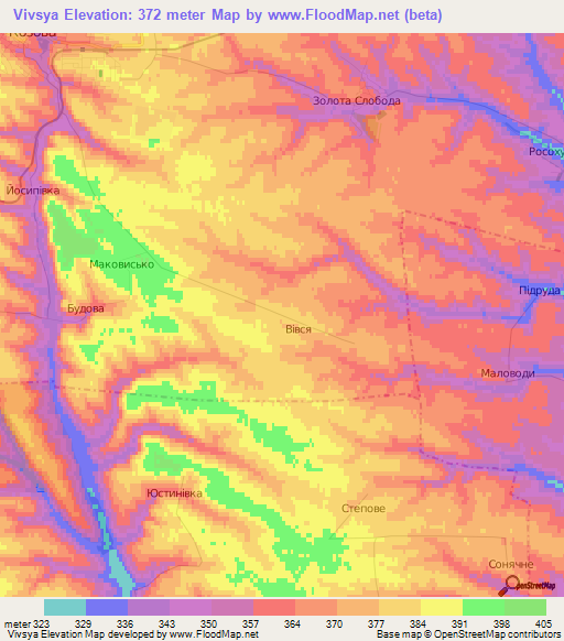 Vivsya,Ukraine Elevation Map