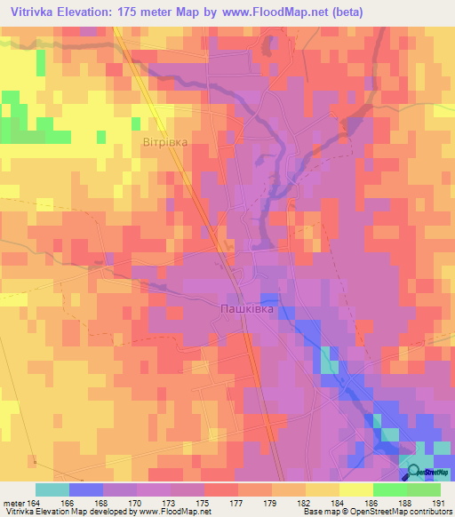 Vitrivka,Ukraine Elevation Map