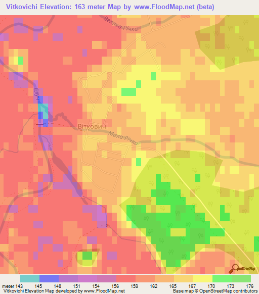 Vitkovichi,Ukraine Elevation Map