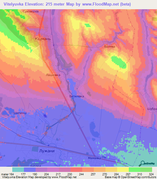 Vitelyuvka,Ukraine Elevation Map