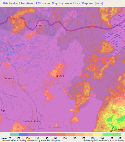 Vitchevka,Ukraine Elevation Map