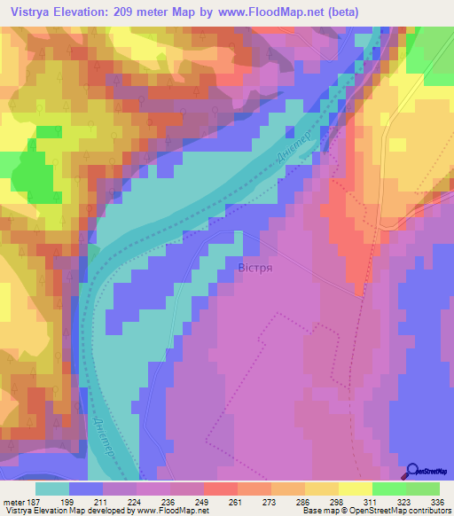 Vistrya,Ukraine Elevation Map