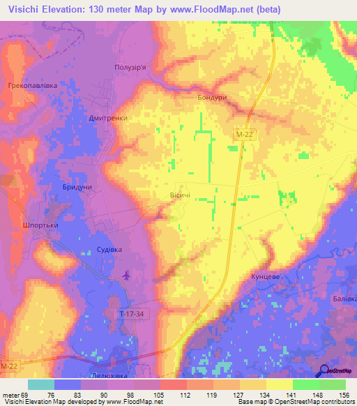 Visichi,Ukraine Elevation Map