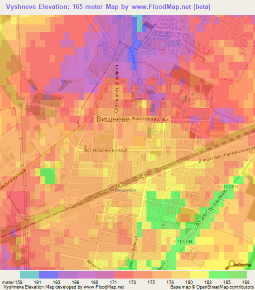 Vyshneve,Ukraine Elevation Map
