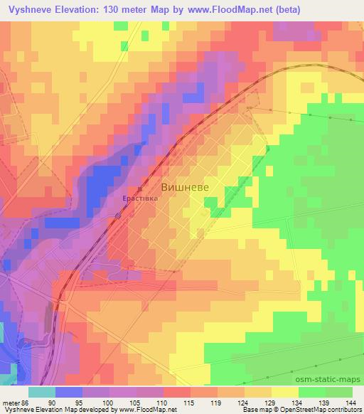 Vyshneve,Ukraine Elevation Map